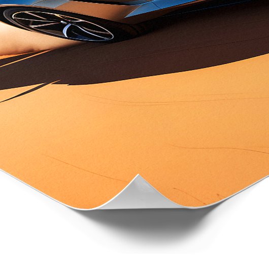 Moderne auto in de woestijn poster (Hoek)