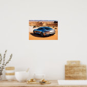 Moderne auto in de woestijn poster (Keuken)