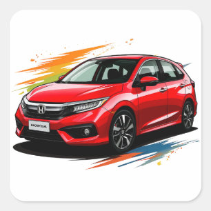 Moderne auto in levendige tinten vierkante sticker