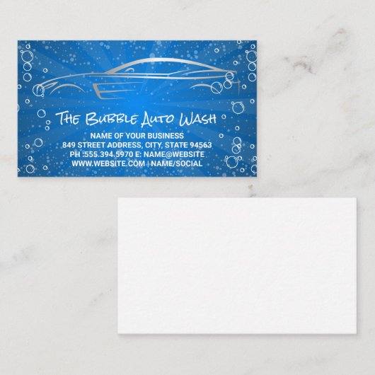 Moderne auto Logo | Blauwe lichtbellen | Automatis Visitekaartje (Voorkant / Achterkant)