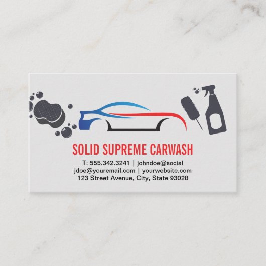 Moderne auto Logo | Car Wash Tools Visitekaartje (Voorkant)