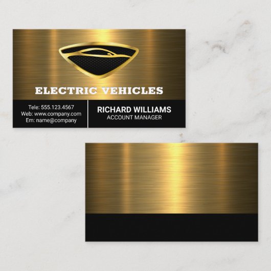 Moderne auto Logo | Goud metaal Visitekaartje (Voorkant / Achterkant)