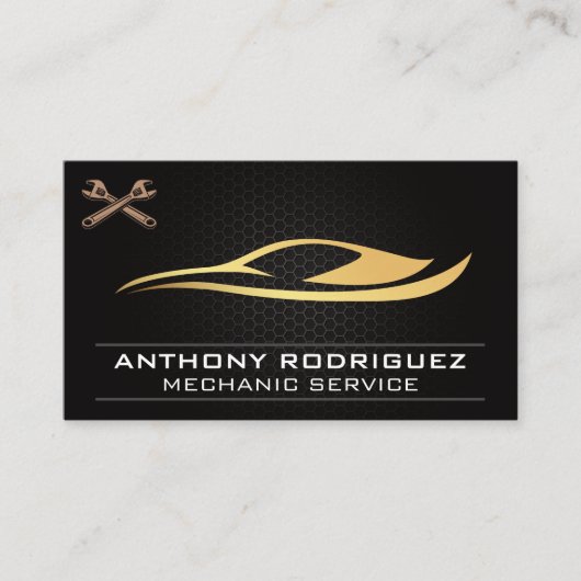 Moderne Auto Logo | koolstofvezel | Moersleutels Visitekaartje (Voorkant)