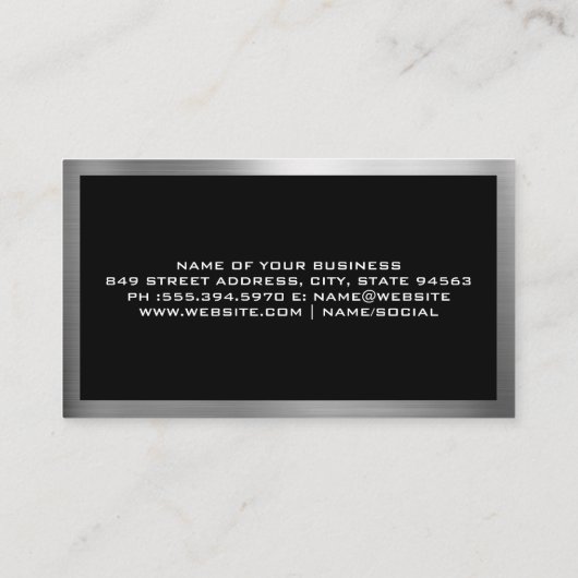 Moderne auto-Logo | Metaalgrens Visitekaartje (Achterkant)