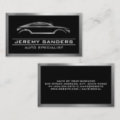 Moderne auto-Logo | Metaalgrens Visitekaartje (Voorkant / Achterkant)