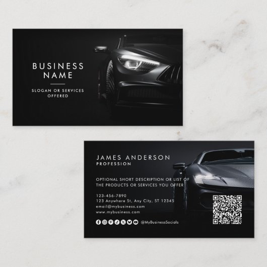 Moderne Auto Niet-Merk QR-code & Sociale Media Visitekaartje (Voorkant / Achterkant)