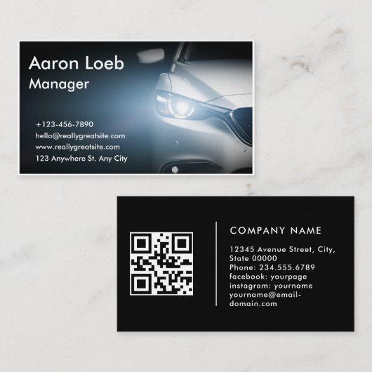 Moderne auto / voertuig / auto QR-code & sociale m Visitekaartje (Voorkant / Achterkant)