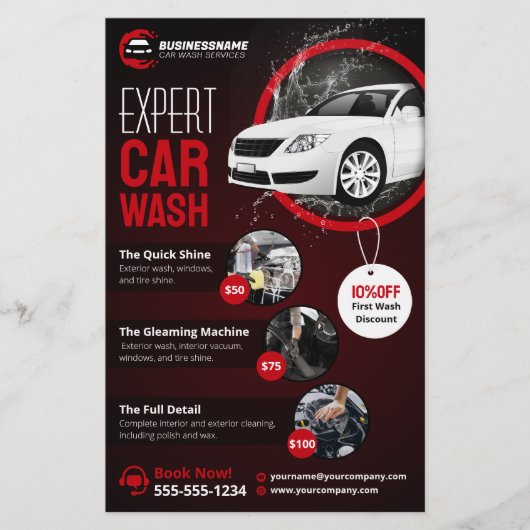 Moderne Auto Wash Auto Detailing Automobiel Wassen Flyer (Voorkant)