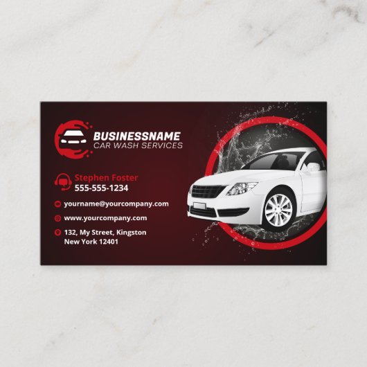 Moderne Auto Wash Auto Detailing Automobiel Wassen Visitekaartje (Voorkant)