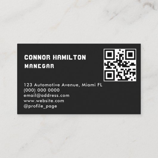 Moderne Auto Wassen & Auto Detailing QR Code Visitekaartje (Achterkant)