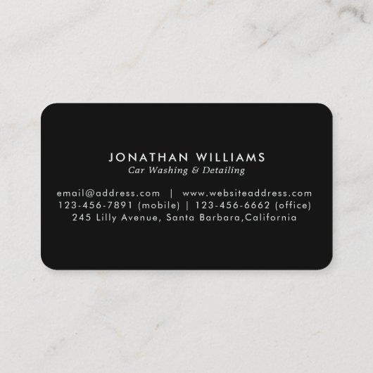 Moderne auto wassen & auto detailleren Visitekaart Visitekaartje (Achterkant)