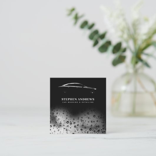 Moderne Auto Wassen Automobielreiniging QR-code Vierkante Visitekaartje (Staand voorkant)