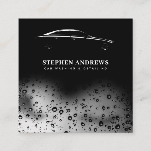 Moderne Auto Wassen Automobielreiniging QR-code Vierkante Visitekaartje (Voorkant)