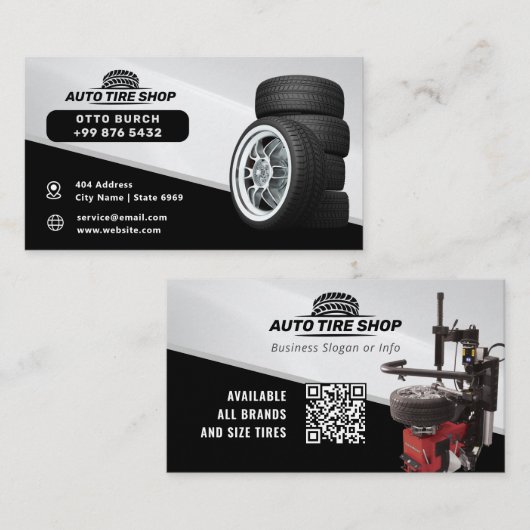 Moderne autobandwinkel | Zwart Visitekaartje (Voorkant / Achterkant)