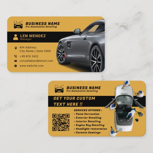 Moderne autogegevens | Goud Visitekaartje (Voorkant / Achterkant)