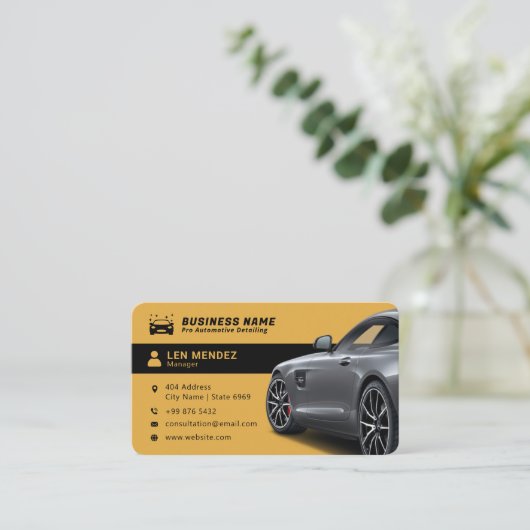 Moderne autogegevens | Goud Visitekaartje (Staand voorkant)