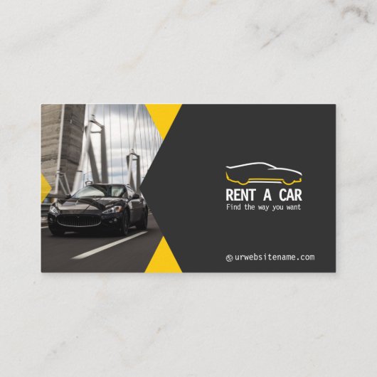 Moderne autoverhuur | Grijs geel Visitekaartje (Achterkant)
