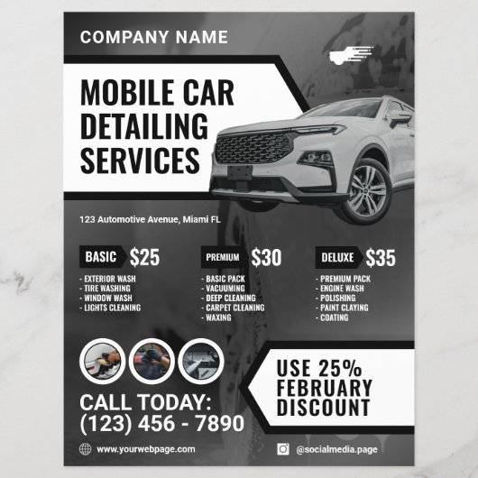 Moderne autowasserij en detailing flyer (Voorkant)