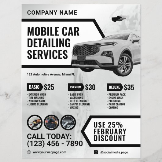 Moderne autoweg auto detailing flyer (Voorkant)