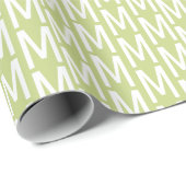 Moderne avocado-groene witte monogram cadeaupapier (Rol Hoek)