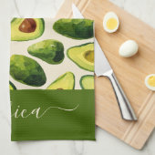 Moderne avocado patroon script naam theedoek (Quarter Fold)