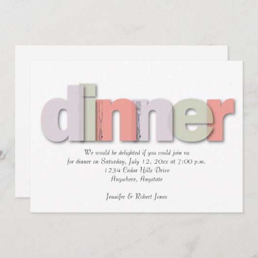 Moderne avondeten kaart (Voorkant / Achterkant)