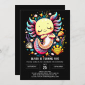 Moderne Axolotl Custom Verjaardag Kaart (Voorkant / Achterkant)