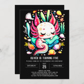 Moderne Axolotl Kids Verjaardag Kaart (Voorkant / Achterkant)