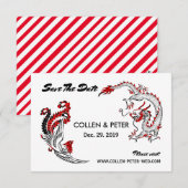 Moderne Aziatische Chinese draak-Phoenix sparen de Save The Date (Voorkant / Achterkant)