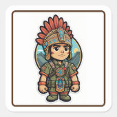 Moderne Aztec Warrior Sticker (Voorkant)