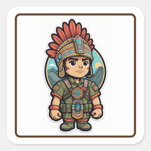 Moderne Aztec Warrior Sticker (Voorkant)