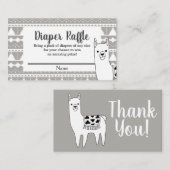 Moderne Azteekse Grijze & Witte Llama Luier Raffle Informatiekaartje (Voorkant / Achterkant)