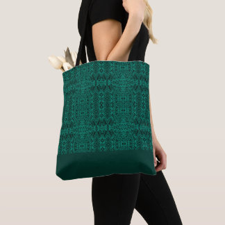 Moderne Azteekse Mexicaanse Teal Stamdruk Tote Bag