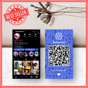 Moderne Azure Blauwe Kapsalon Instagram QR Visitekaartje