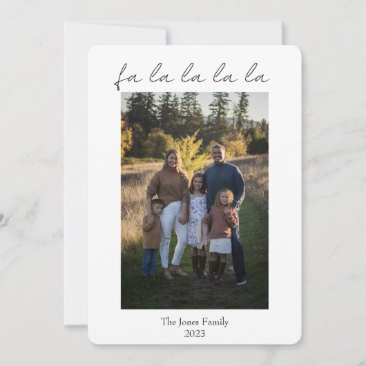 Moderne B + W Falalalala Feestdagenkaart (Voorkant)