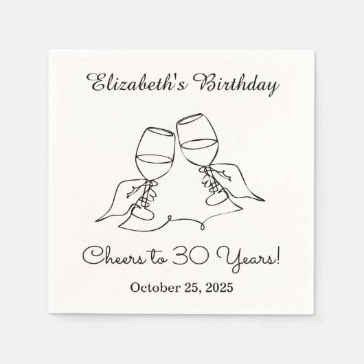 Moderne B & W proost op 30 jaar verjaardag servet (Voorkant)