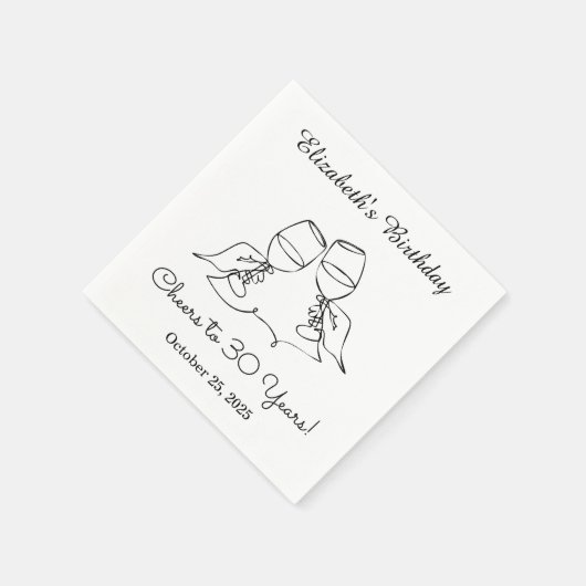 Moderne B & W proost op 30 jaar verjaardag servet (Hoek)