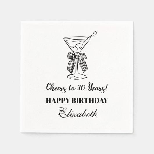 Moderne B & W proost op 30 jaar verjaardag servet (Voorkant)
