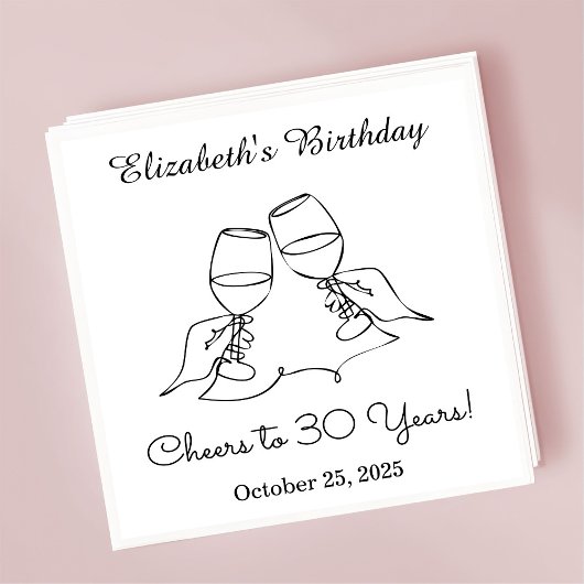 Moderne B & W proost op 30 jaar verjaardag servet