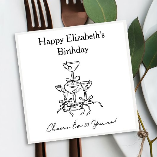 Moderne B & W proost op 30 jaar verjaardag servett Servet