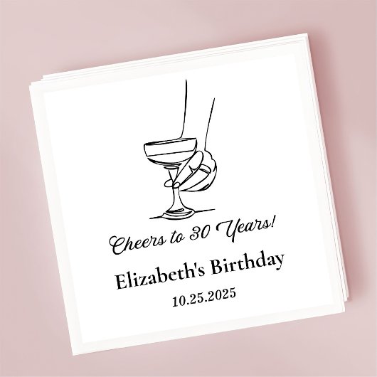 Moderne B & W proost op 30 jaar verjaardag servett Servet