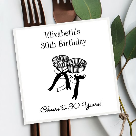 Moderne B&W Proost op 30 jaar Verjaardagsservet Servet