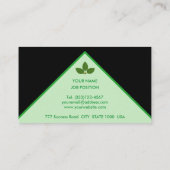 Moderne baai leest op groen en zwart visitekaartje (Achterkant)