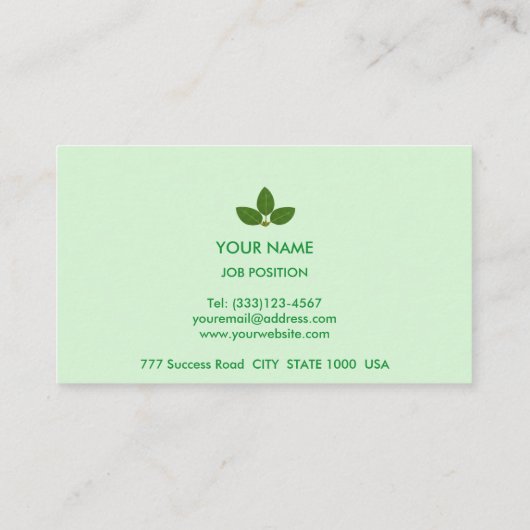 Moderne baaien met groen en wit visitekaartje (Achterkant)