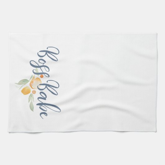 Moderne baas Babe Blue en Peach Theedoek (Horizontaal)