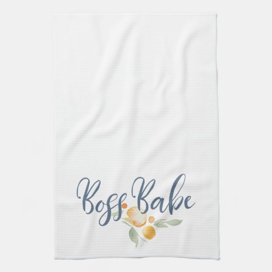 Moderne baas Babe Blue en Peach Theedoek (Verticaal)