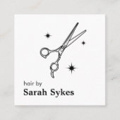 Moderne Baber Shop Zwart Schaar Haar Stylist Vierkante Visitekaartje (Voorkant)