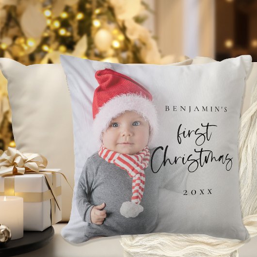 Moderne Baby 1e kerstscript naam: foto Kussen