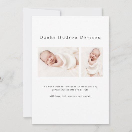 Moderne Baby 3 Foto Geboorteaankondiging Aankondiging (Achterkant)