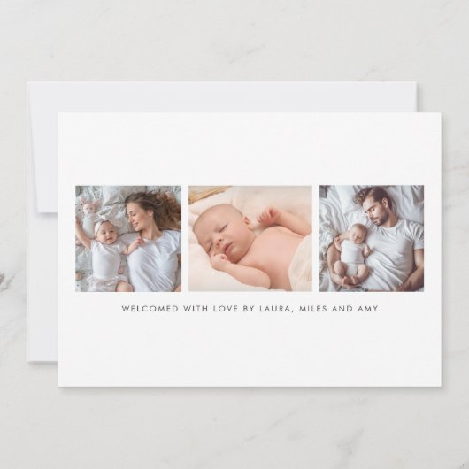 Moderne Baby 4 Foto Collage Geboorte  Aankondiging (Achterkant)